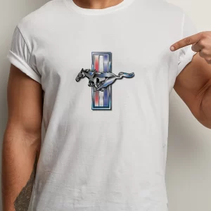 Tricou Ford Mustang, unisex, rezistent la spălări, bumbac 100%, Regular Fit, culoare alb