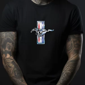 Tricou Ford Mustang, unisex, rezistent la spălări, bumbac 100%, Regular Fit, culoare negru