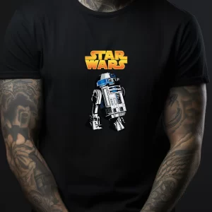 Tricou Star Wars R2-D2, unisex, rezistent la spălări, bumbac 100%, Regular Fit, culoare negru