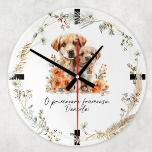 Ceas de perete O Primăvară Frumoasă #19, personalizat cu nume, diametru 20cm, Sticlă sau MDF