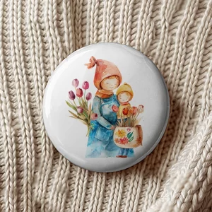 Mărţişoare de Ziua Mamei tip insignă, set de 4 bucăţi, diametru 7,5cm, ambalate individual #12