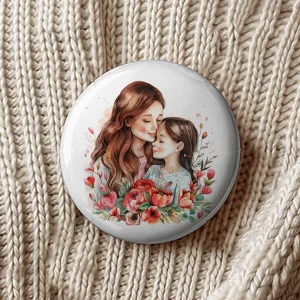 Mărţişoare de Ziua Mamei tip insignă, set de 4 bucăţi, diametru 7,5cm, ambalate individual #15