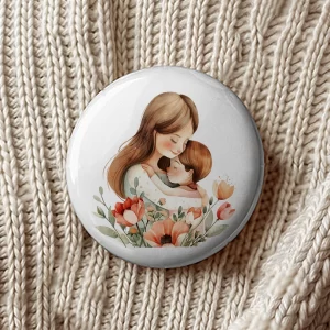 Mărţişoare de Ziua Mamei tip insignă, set de 4 bucăţi, diametru 7,5cm, ambalate individual #19