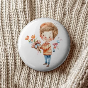 Mărţişoare de Ziua Mamei tip insignă, set de 4 bucăţi, diametru 7,5cm, ambalate individual #1