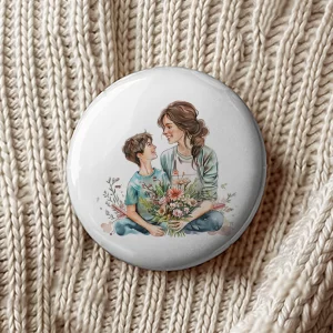 Mărţişoare de Ziua Mamei tip insignă, set de 4 bucăţi, diametru 7,5cm, ambalate individual #9