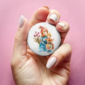 Mărţişoare de Ziua Mamei tip insignă, set de 4 bucăţi, diametru 7,5cm, ambalate individual #12