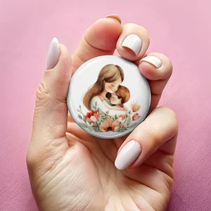 Mărţişoare de Ziua Mamei tip insignă, set de 4 bucăţi, diametru 7,5cm, ambalate individual #19