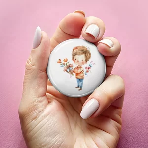 Mărţişoare de Ziua Mamei tip insignă, set de 4 bucăţi, diametru 7,5cm, ambalate individual #1