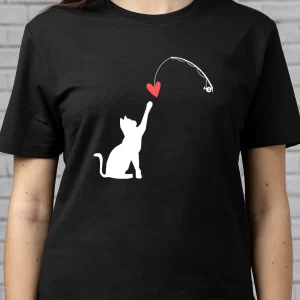 Tricou Cat Valentine, unisex, rezistent la spălări, bumbac 100%, Regular Fit, culoare negru