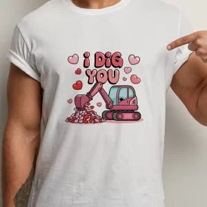 Tricou I Dig You, unisex, rezistent la spălări, bumbac 100%, Regular Fit, culoare alb