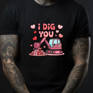 Tricou I Dig You, unisex, rezistent la spălări, bumbac 100%, Regular Fit, culoare negru