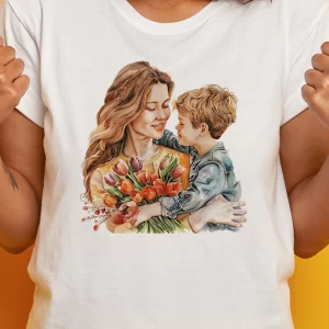 Tricou Mamă De Băiețel #3, damă, rezistent la spălări, bumbac 100%, Regular Fit, culoare alb