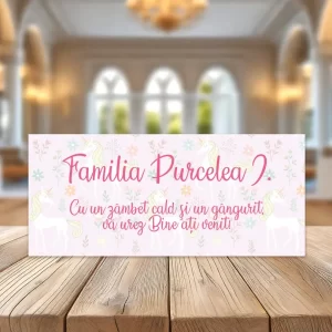 Plicuri de bani cu unicorn multicolor pentru botez, carton fotografic, 20x9cm