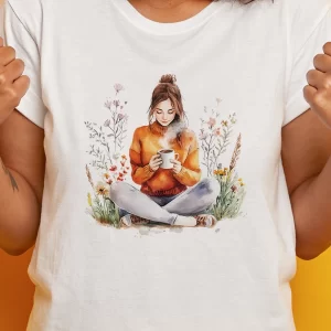 Tricou Mărțișor Coffee Enjoyer, unisex, rezistent la spălări, bumbac 100%, Regular Fit, culoare alb