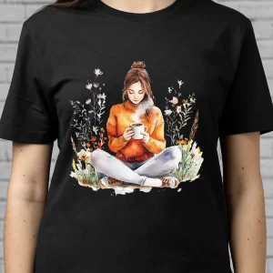 Tricou Mărțișor Coffee Enjoyer, unisex, rezistent la spălări, bumbac 100%, Regular Fit, culoare negru