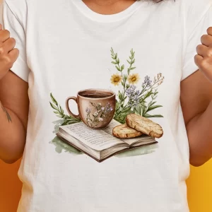 Tricou Mărțișor Spring Coffee, unisex, rezistent la spălări, bumbac 100%, Regular Fit, culoare alb