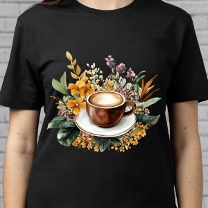 Tricou Mărțișor Spring Coffee #2, unisex, rezistent la spălări, bumbac 100%, Regular Fit, culoare negru