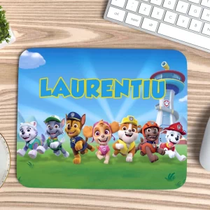 Mouse pad Patrula Cățelușilor Crew, personalizat cu nume, 30x20cm, antiderapant