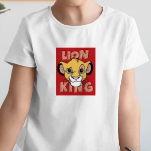 Tricou Lion King Simba, unisex, rezistent la spălări, bumbac 100%, regular fit, culoare alb