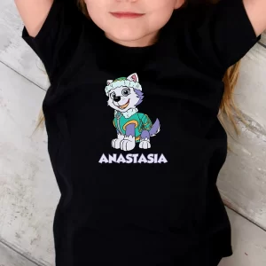 Tricou Patrula Catelusilor Everest #2, personalizat, pentru copii, rezistent la spălări, bumbac 100%, regular fit, culoare negru