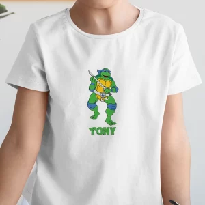 Tricou Țestoasele Ninja Leonardo, rezistent la spălări, bumbac 100%, regular fit, culoare alb