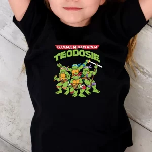 Tricou Țestoasele Ninja Teenage Mutant Ninja, pentru copii, rezistent la spălări, bumbac 100%, regular fit, culoare negru