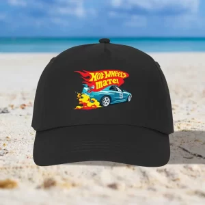 Şapcă Hot Wheels pentru copii, personalizată cu nume, 54cm, material bumbac, închidere velcro, vârstă 5-14 ani, culoare negru