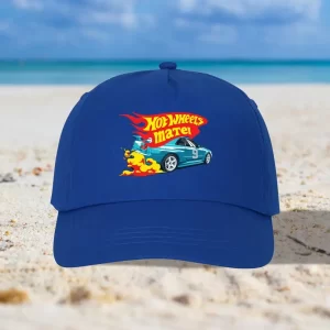 Şapcă Hot Wheels pentru copii, personalizată cu nume, 54cm, material bumbac, închidere velcro, vârstă 5-14 ani, culoare albastru