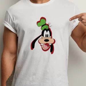 Tricou Goofy Head, rezistent la spălări, Unisex, Regular Fit, bumbac 100%, culoare alb