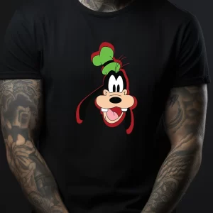 Tricou Goofy Head, rezistent la spălări, Unisex, Regular Fit, bumbac 100%, culoare negru