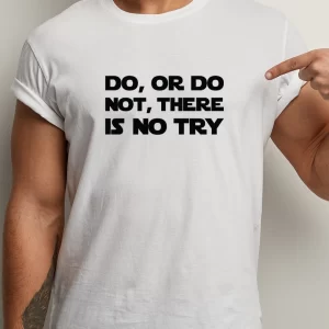 Tricou Star Wars Do Or Do Not, unisex, rezistent la spălări, bumbac 100%, regular fit, culoare alb