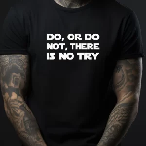 Tricou Star Wars Do Or Do Not, unisex, rezistent la spălări, bumbac 100%, regular fit, culoare negru