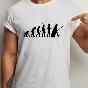 Tricou Star Wars Evolution, unisex, rezistent la spălări, bumbac 100%, regular fit, culoare alb