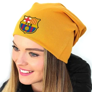 Căciulă galbenă unisex din bumbac cu design personalizat Logo FC Barcelona