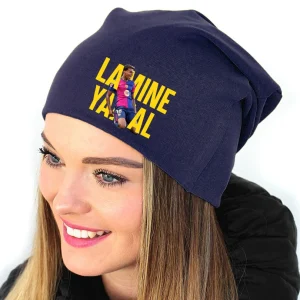 Căciulă albastră unisex din bumbac cu design personalizat Lamine Yamal.