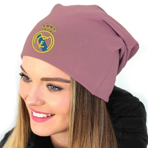 Căciulă Real Madrid roz din bumbac, model casual pentru suporteri