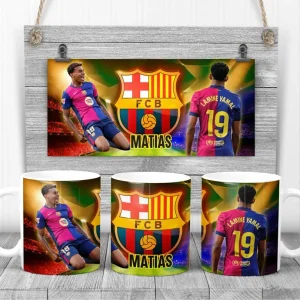 Cană Lamine Yamal pentru copii, personalizată cu nume, 350ml, ceramică