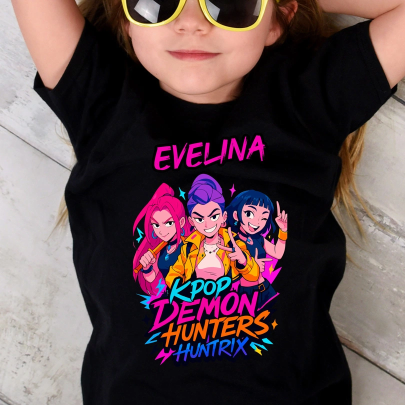 Tricou KPop Demon Hunters Huntrix copii – personalizat, bumbac 100