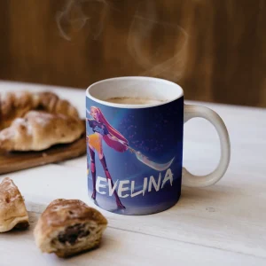 cană Huntrix Demon Hunters personalizată cu nume, 325ml, ceramică albă, cadou fani K-Pop