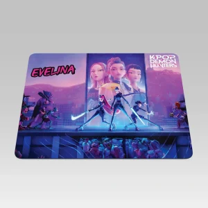 Mouse pad Huntrix Demon Hunters personalizat cu nume, suprafață antiderapantă, design colorat pentru gameri