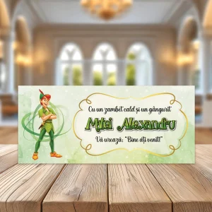 Plicuri de bani cu Peter Pan pentru botez, carton lucios, folosite ca place card.