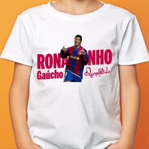 Tricou Ronaldinho personalizat pentru copii și adulți, bumbac 100%, regular fit, rezistent la spălări