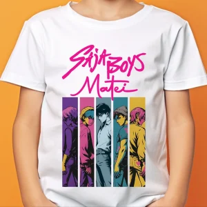 Tricou Saja Boys Huntrix alb personalizat cu nume, bumbac 100%, model unisex