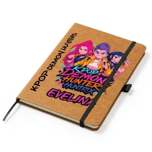 agendă Huntrix Demon Hunters personalizată cu nume din piele reciclată A5