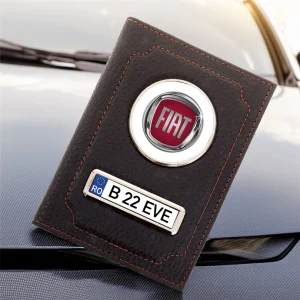 portofel Fiat din piele personalizat cu logo și număr de înmatriculare