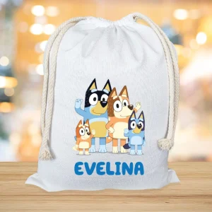 Set de plușuri Bluey Family cu săculeț personalizat pentru copii