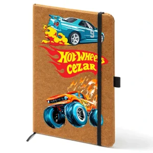 Agendă Hotwheels personalizată A5 din piele reciclată, disponibilă în culori diferite, cu design inspirat de mașinuțele Hotwheels.