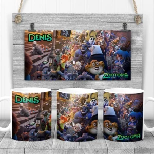 Cană Zootropolis personalizată cu nume pentru copii, din ceramică, 320ml