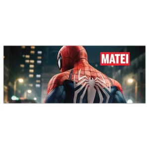 Lampă LED Spiderman personalizată cu nume, bază din lemn, USB, veioză pentru copii