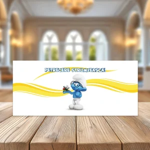 Plicuri de bani cu Ştrumfi pentru botez, din carton lucios premium, ideale pentru evenimentele copiilor.